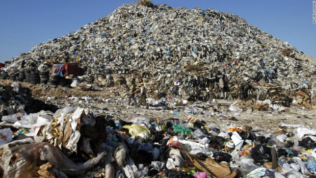 Landfill mountain of waste